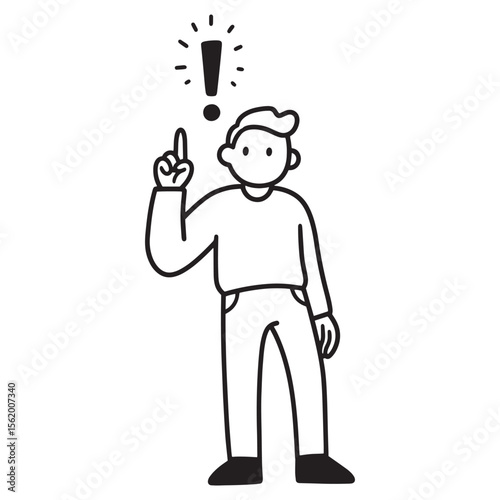 Simple illustration of a person with an idea represented by an exclamation mark