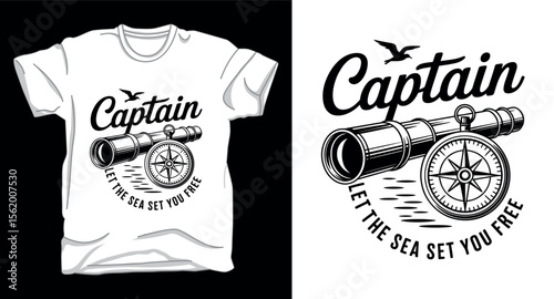 Captain sailor graphic vector art t-shirt design print
