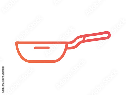 Simple Line Art Illustration of a Hot Pan with Steam, A minimalist, vector illustration of a frying pan heating up.