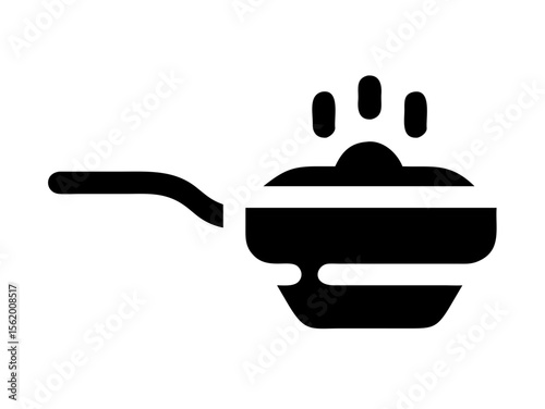 Simple Line Art Illustration of a Hot Pan with Steam , A minimalist, vector illustration of a frying pan heating up.