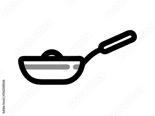 Simple Line Art Illustration of a Hot Pan with Steam , A minimalist, vector illustration of a frying pan heating up.