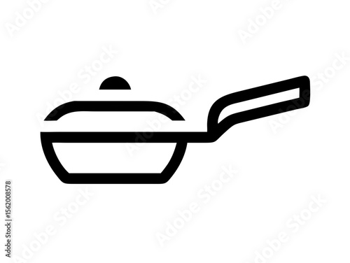 Simple Line Art Illustration of a Hot Pan with Steam , A minimalist, vector illustration of a frying pan heating up.