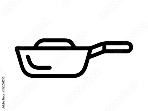 Simple Line Art Illustration of a Hot Pan with Steam , A minimalist, vector illustration of a frying pan heating up.