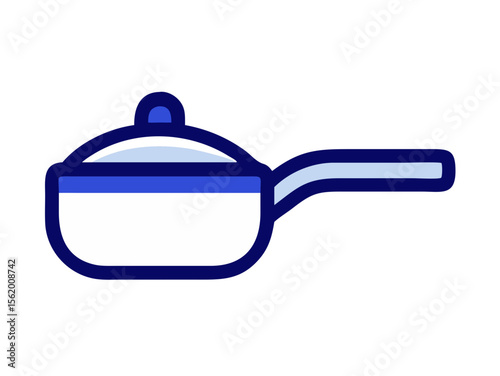 Simple Line Art Illustration of a Hot Pan with Steam , A minimalist, vector illustration of a frying pan heating up.
