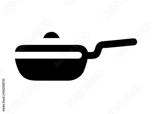Simple Line Art Illustration of a Hot Pan with Steam , A minimalist, vector illustration of a frying pan heating up.
