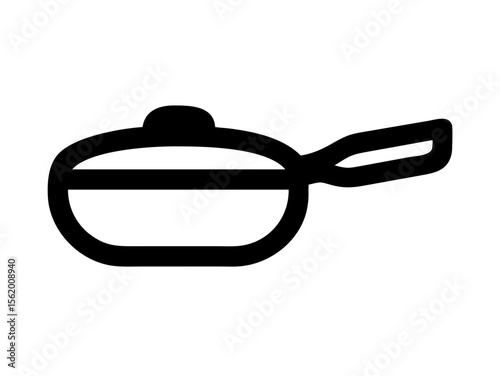 Simple Line Art Illustration of a Hot Pan with Steam , A minimalist, vector illustration of a frying pan heating up.