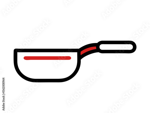 Simple Line Art Illustration of a Hot Pan with Steam , A minimalist, vector illustration of a frying pan heating up.