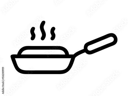 Simple Line Art Illustration of a Hot Pan with Steam , A minimalist, vector illustration of a frying pan heating up.