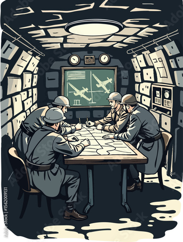 two men sitting at a table in an airplane