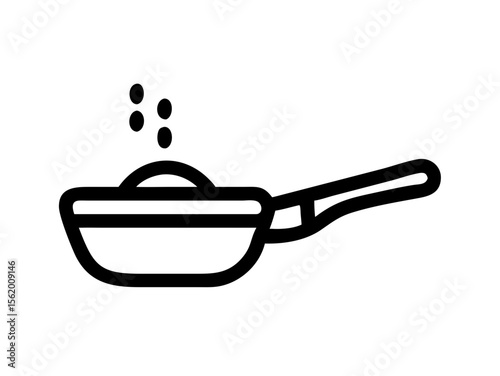 Simple Line Art Illustration of a Hot Pan with Steam , A minimalist, vector illustration of a frying pan heating up.