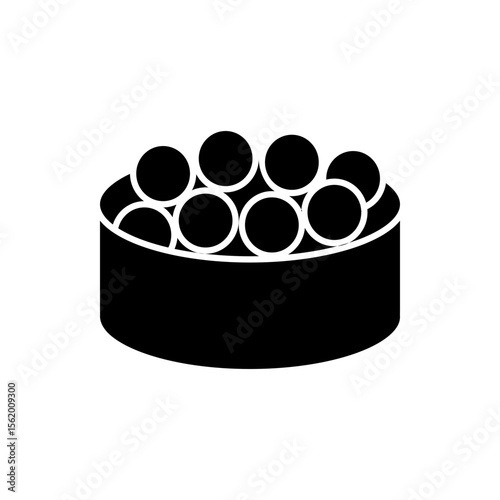 Ikura Sushi Silhouette Icon. Solid Roe Nigiri for Menus and Labels