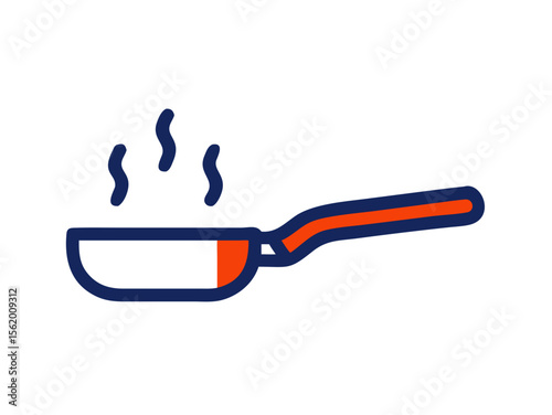 Simple Line Art Illustration of a Hot Pan with Steam , A minimalist, vector illustration of a frying pan heating up.