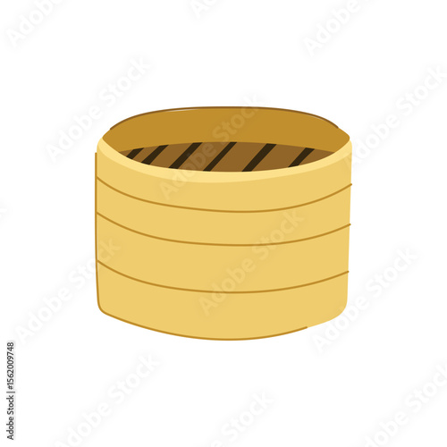 healthy bamboo steamer basket cartoon vector illustration