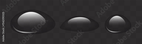 Set of drops. Vector 3d clipart isolated on transparent background.