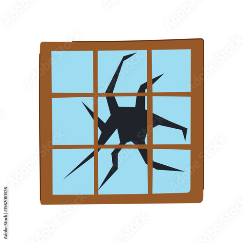 glazing broken wood windows cartoon vector illustration