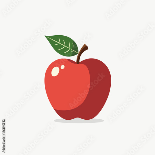 Appealing Apple: A single, perfect red apple, complete with its leaf, stands out with freshness, offering a visual delight and representing the essence of healthy eating.