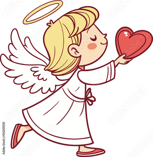 Charming Angel with Heart: Valentine's Day Clipart