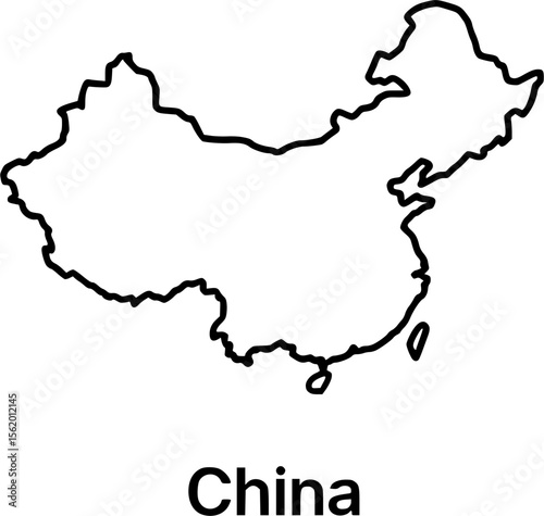 Detailed vector illustration of the map of China with borders and provinces