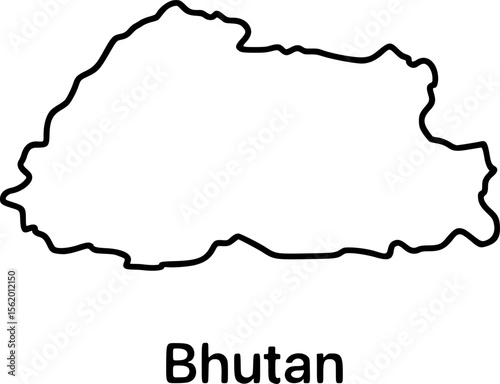 Detailed vector illustration of the country of bhutan and its geographical borders