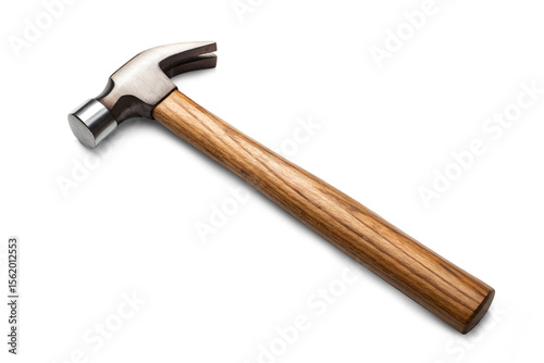 Steel Claw Hammer with Wooden Handle Isolated on Transparent Background