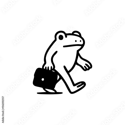 Cartoon frog carrying a briefcase