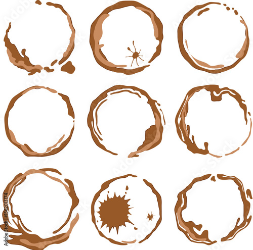 coffee stain set cartoon vector illustration
