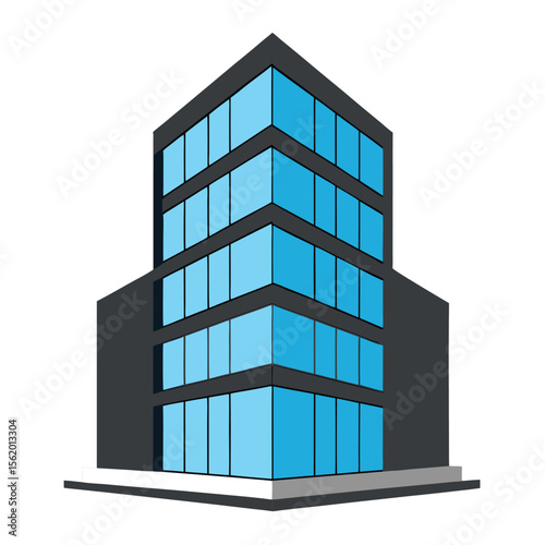 Modern glass office building  minimal silhouette