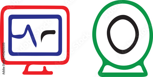 Illustration of a monitor with a graph and a webcam side by side