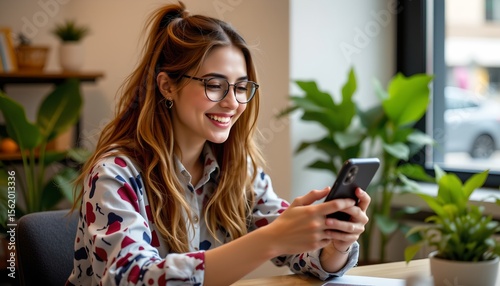 Gen z creative leader engaged in smartphone business strategies modern office digital content creation inspirational environment