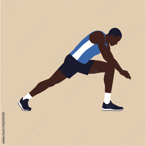Vector illustration of one fit male athlete running with muscular legs in a towel, exercising at the gym 8