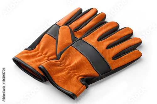 Pair of Orange and Black Work Gloves Isolated on Transparent Background