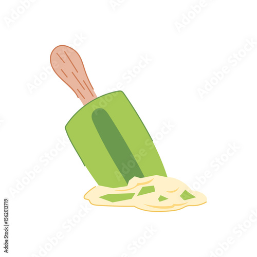 scoop fallen ice cream cartoon vector illustration