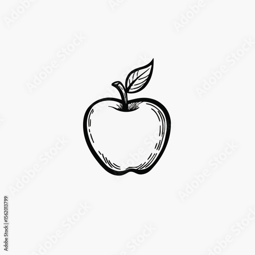 Sketch of an Apple: An artistic, hand-drawn illustration captures the simple beauty of a crisp apple, with a delicate leaf. This sketch evokes a sense of freshness, and natural goodness. 