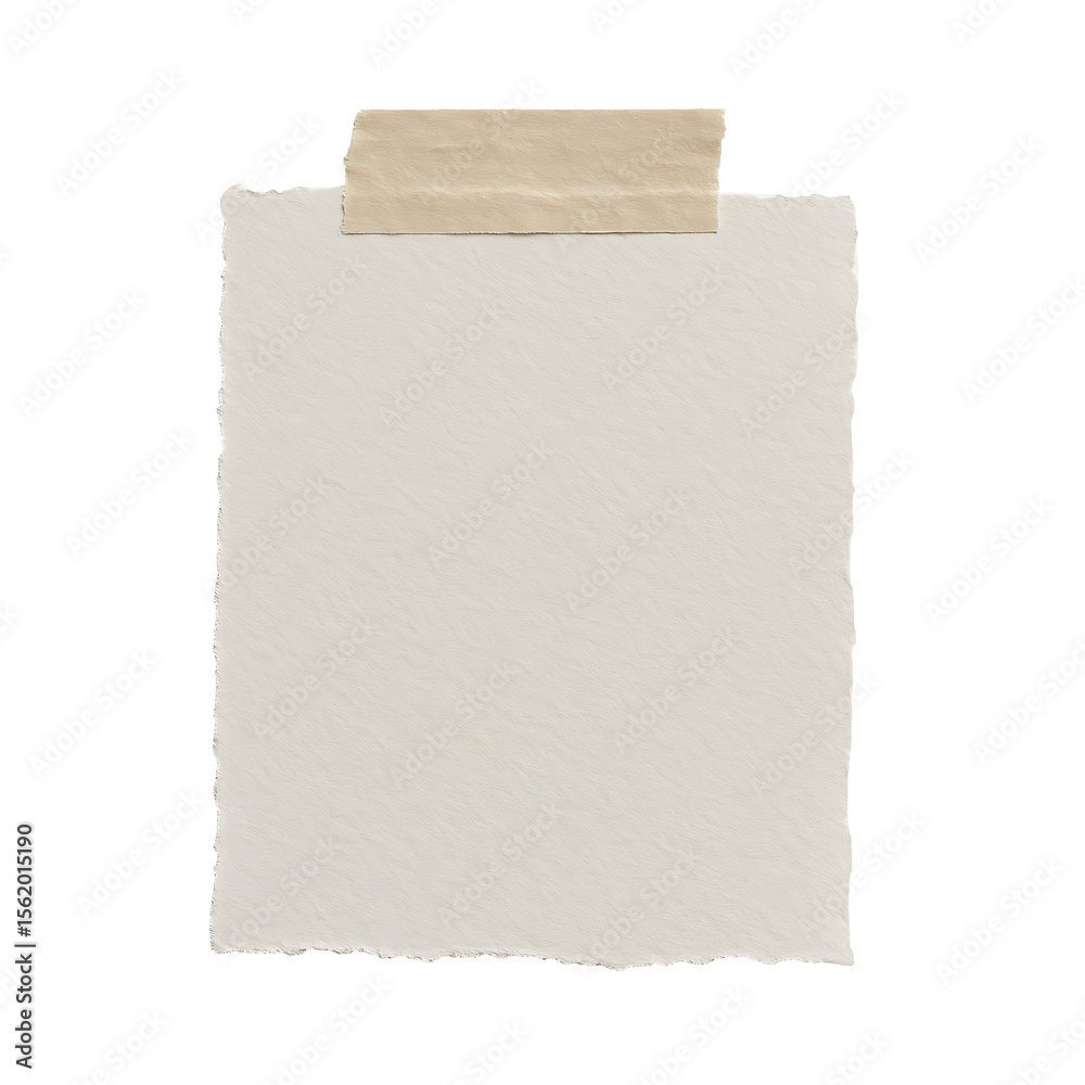 Fototapeta premium Torn Paper with Masking Tape on White Background – Minimalist Texture Study
