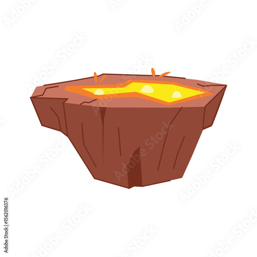caldera lava platform cartoon vector illustration