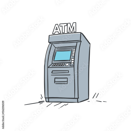 ATM or automated teller machine simple icon. Electronic self service banking terminal. Financial technology symbol for cash and payment