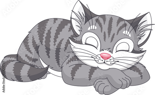 Black and white cartoon cat vector illustration of a cute sitting feline with playful expression