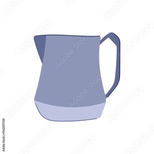 steel milk frothing pitcher cartoon vector illustration
