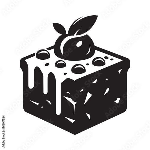 Fudgy layers in flat form – Brownie silhouette created using minimal Brownie vector – Brownie illustration

