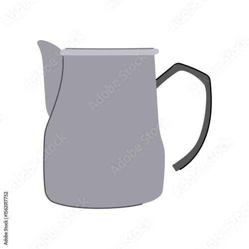 steaming milk frothing pitcher cartoon vector illustration