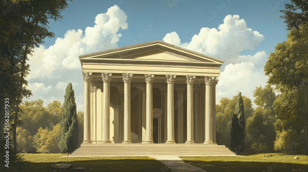 Obraz premium Neoclassical Temple in a Serene Landscape