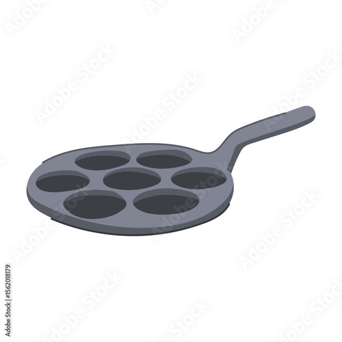 batter mini pancake pan cartoon vector illustration