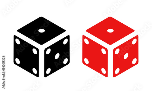Red dice and black dice. Vector flat icon isolated on white background.