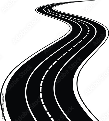 Winding Road A Journey of Curves and Lines Illustration