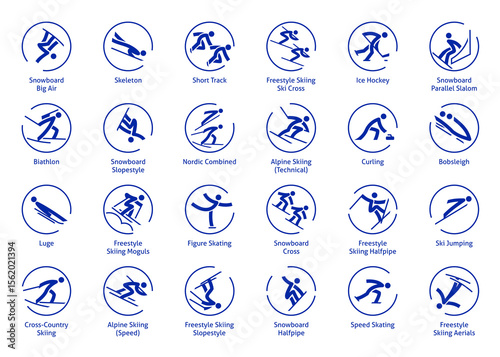 Canvastavla Winter sports icons set, vector pictograms