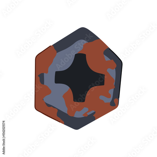 shallow rusty screw head cartoon vector illustration