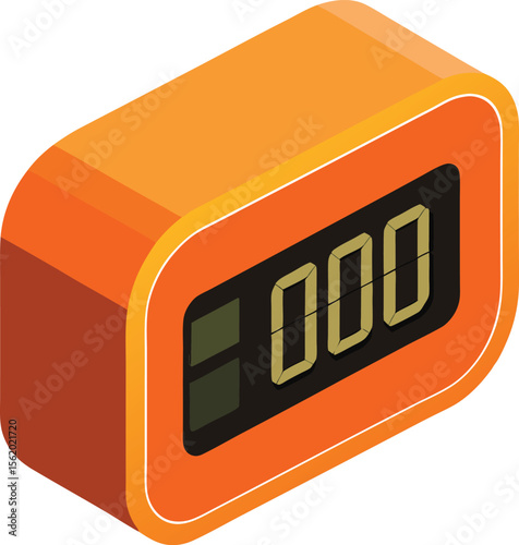 Retro orange digital display with three segmented numbers and green indicators