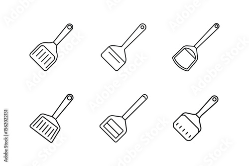 cat litter scoop line art vector illustration