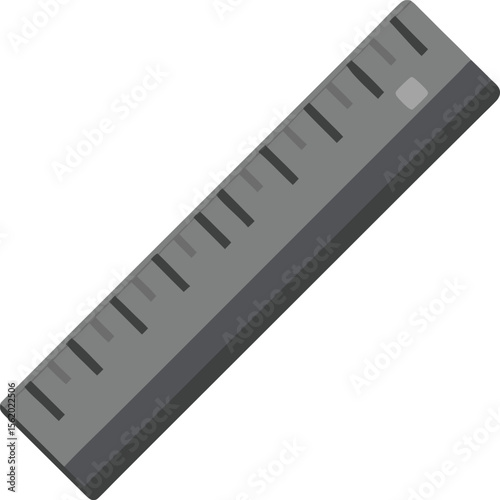 A simple gray ruler with black and light gray measurement markings on a white background