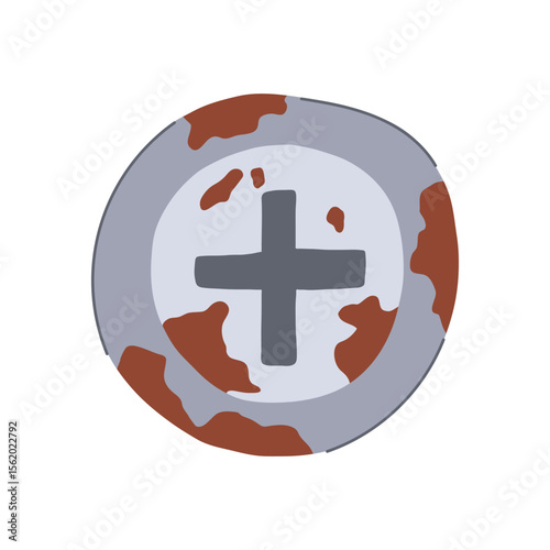 temporary rusty screw head cartoon vector illustration